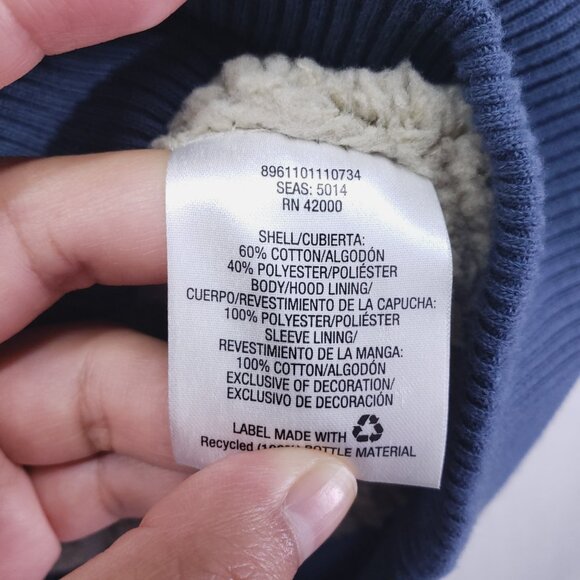 Northwest Territory Men's Blue Waffle Knit Full Zip Hoodie Sherpa Sweater XL - Picture 3 of 13